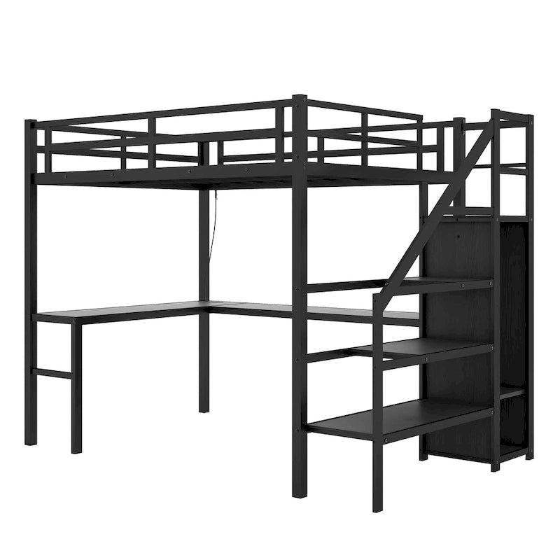 Lit mezzanine (avec bureau en L et ports USB)