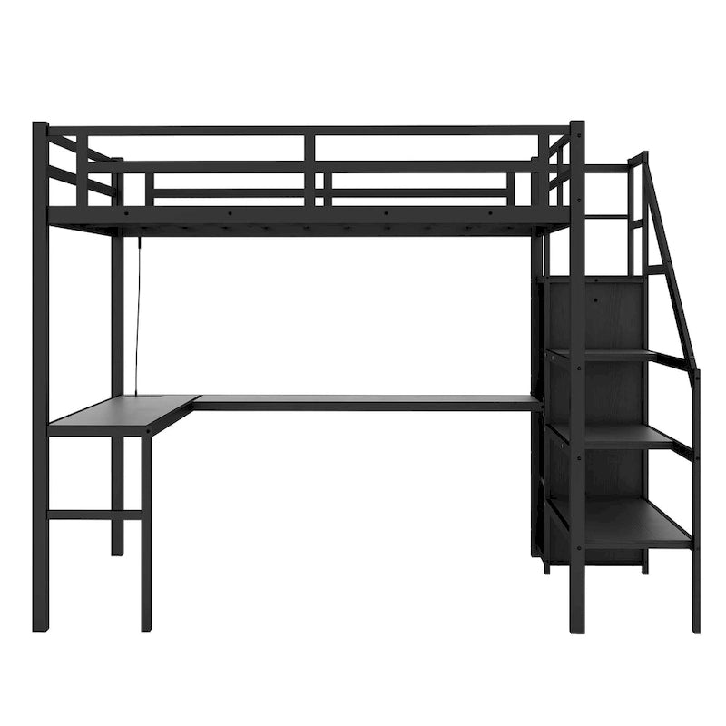 Lit mezzanine (avec bureau en L et ports USB)