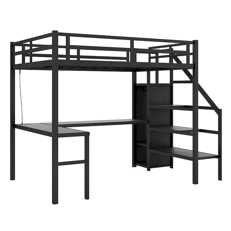 Lit mezzanine (avec bureau en L et ports USB)