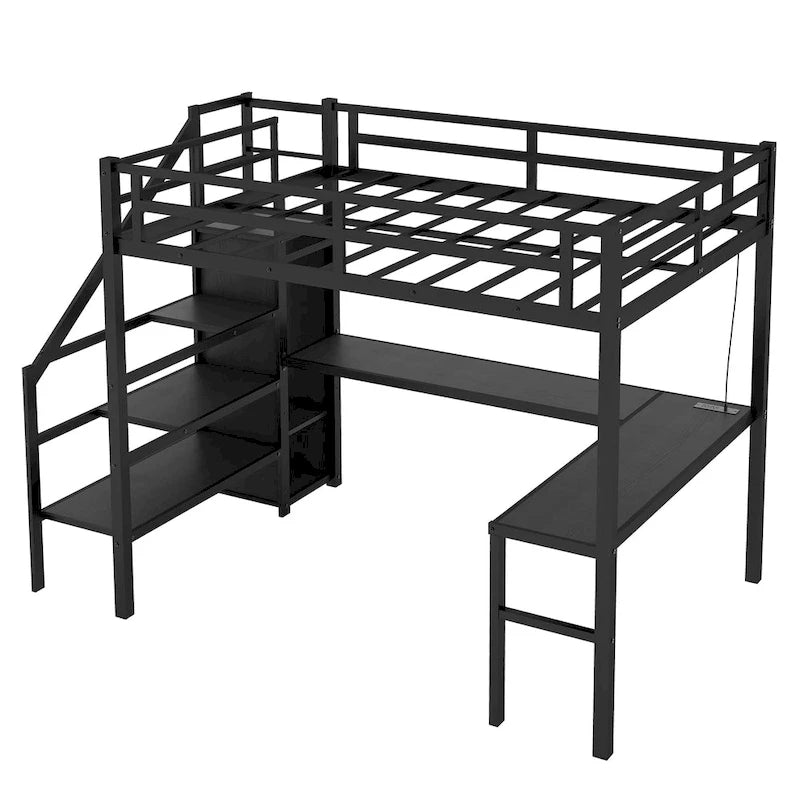 Lit mezzanine (avec bureau en L et ports USB)