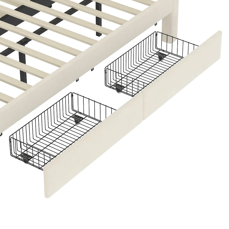 Lit plateforme moderne capitonné avec détails dorés