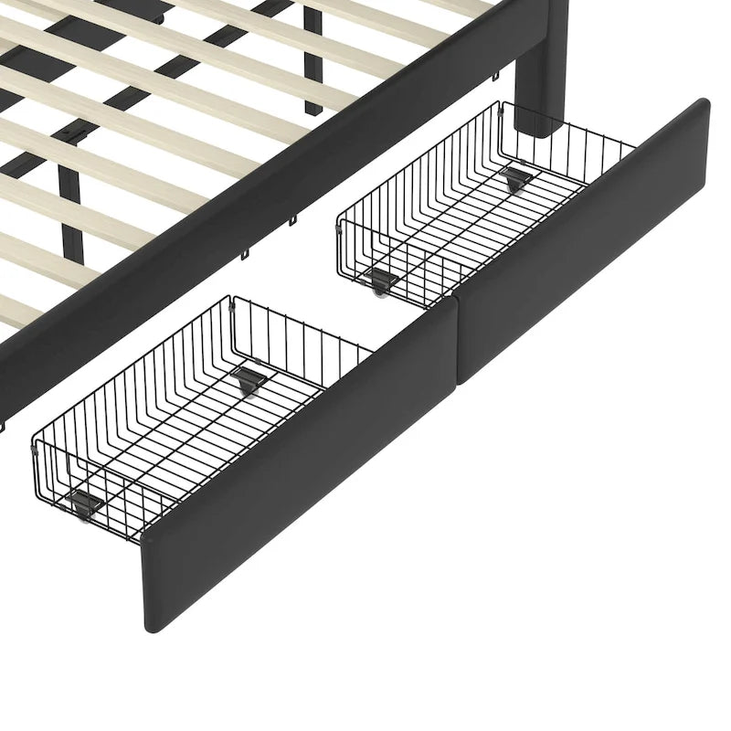 Lit plateforme moderne capitonné avec détails dorés