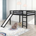 Lit mezzanine pour enfants avec toboggan, taille double, cadre de lit bas en bois avec échelle et espace spacieux en dessous, pour garçons et filles