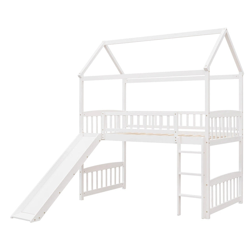 Lit cabane mezzanine avec toboggan, lit cabane avec toboggan