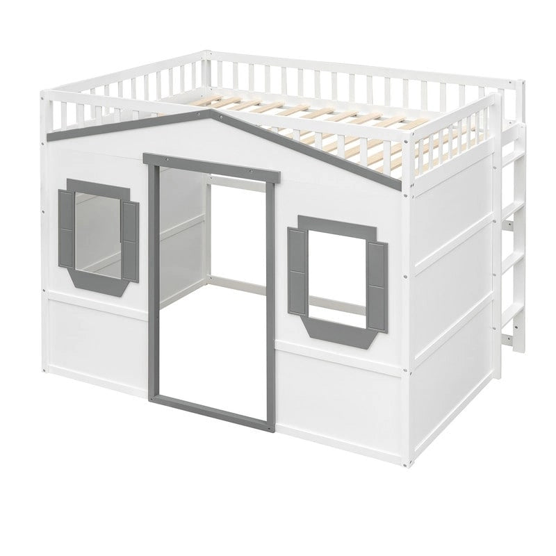 Lit mezzanine avec échelle et fenêtres, design maison complète