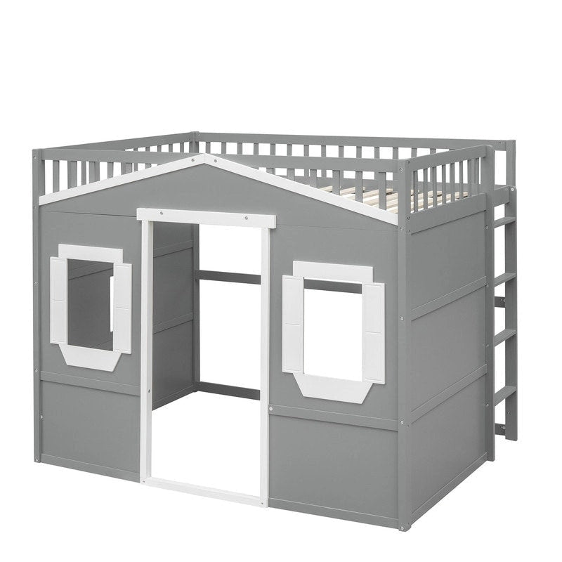 Lit mezzanine avec échelle et fenêtres, design maison complète