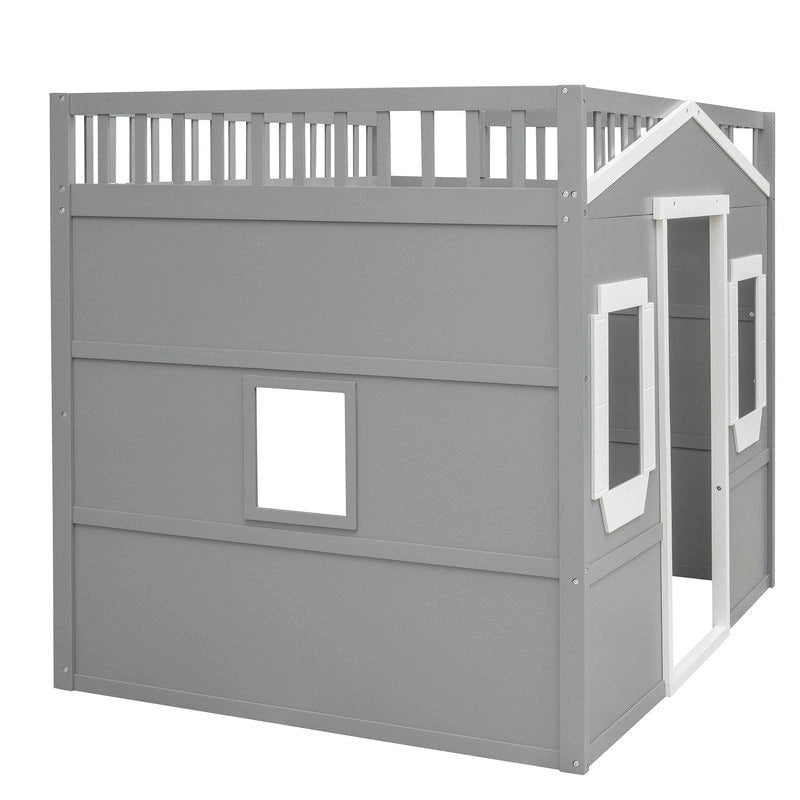 Lit mezzanine avec échelle et fenêtres, design maison complète
