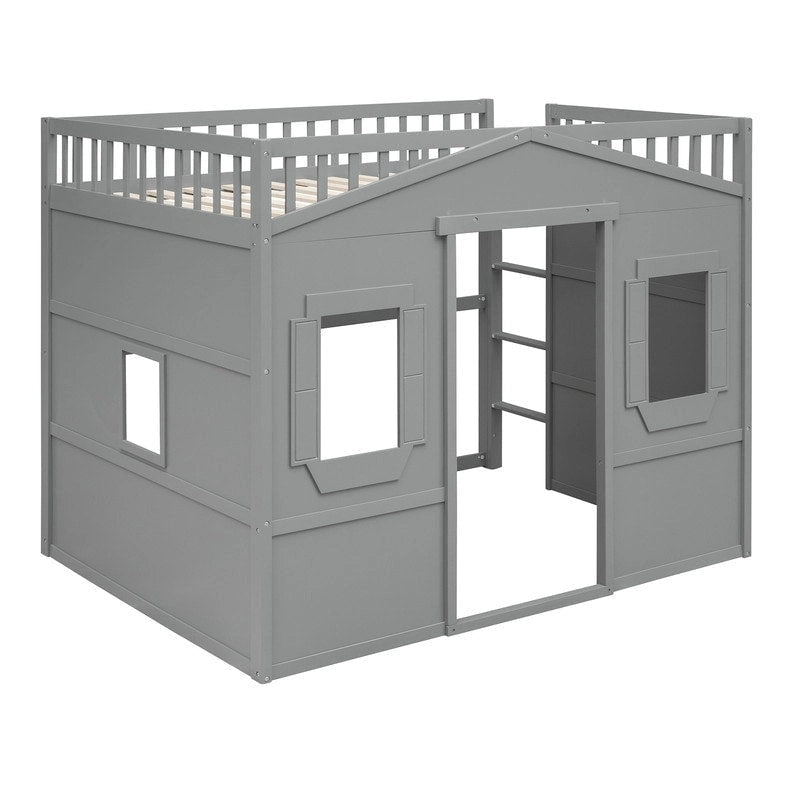 Lit mezzanine avec échelle et fenêtres, design maison complète