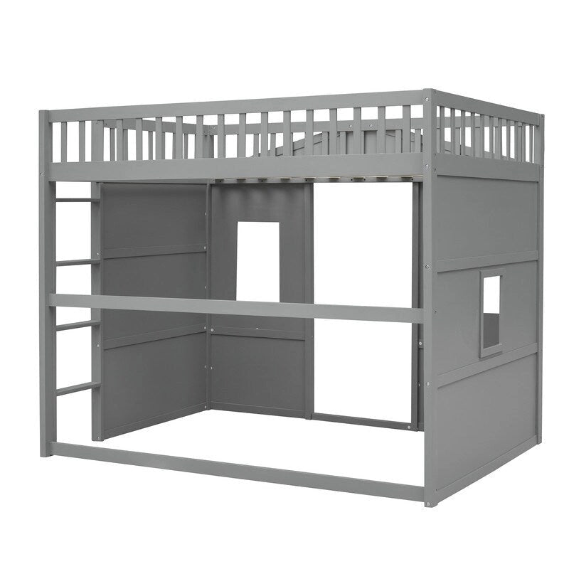 Lit mezzanine avec échelle et fenêtres, design maison complète