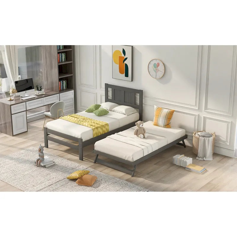 Lit plateforme double avec lit gigogne réglable