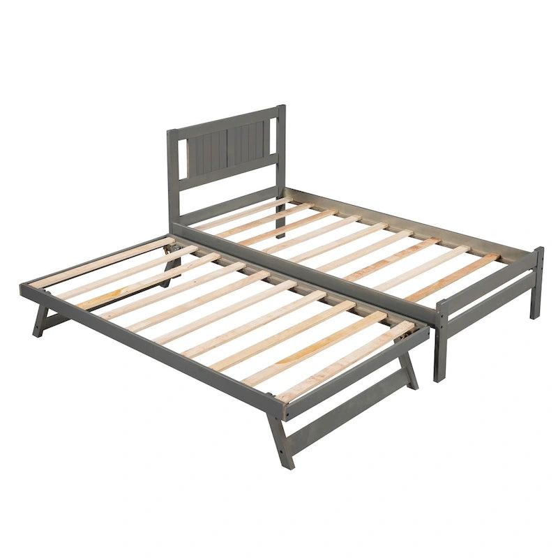Lit plateforme double avec lit gigogne réglable