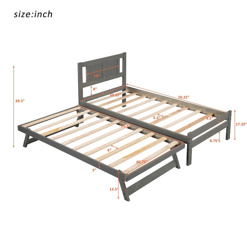 Lit plateforme double avec lit gigogne réglable