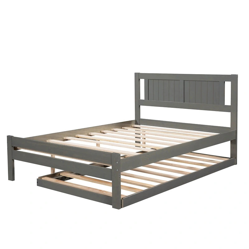 Lit plateforme double avec lit gigogne réglable