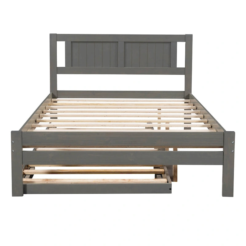 Lit plateforme double avec lit gigogne réglable