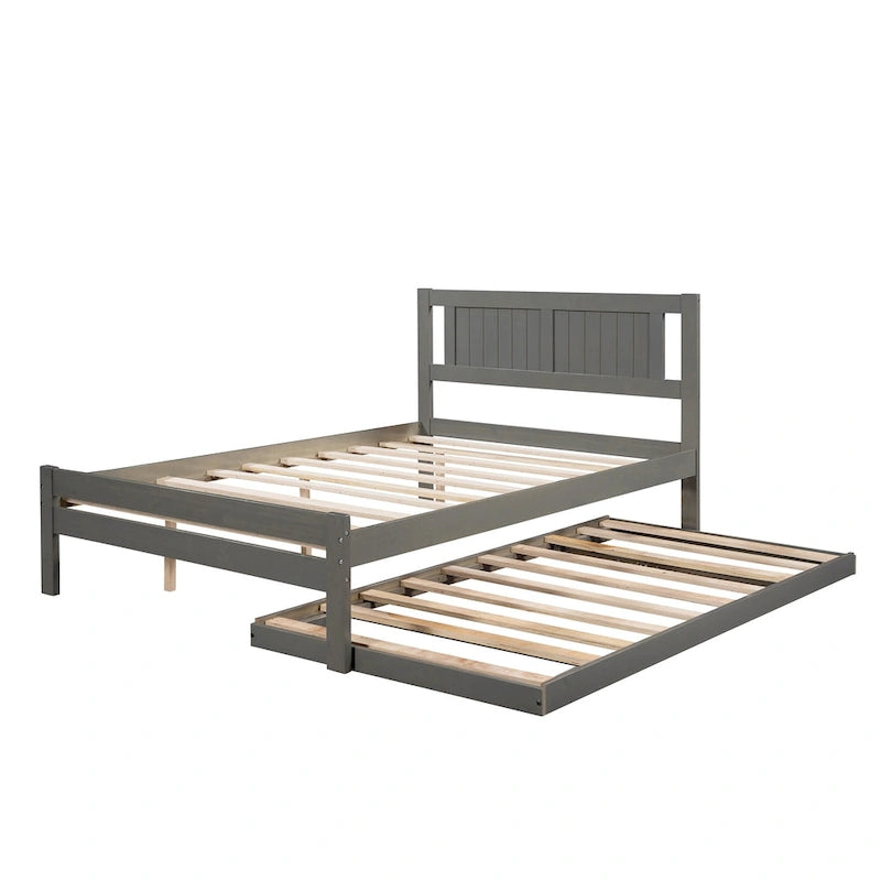 Lit plateforme double avec lit gigogne réglable