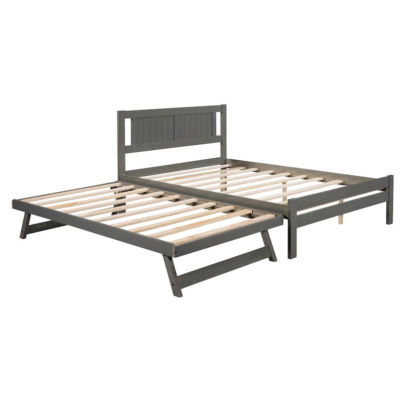 Lit plateforme double avec lit gigogne réglable
