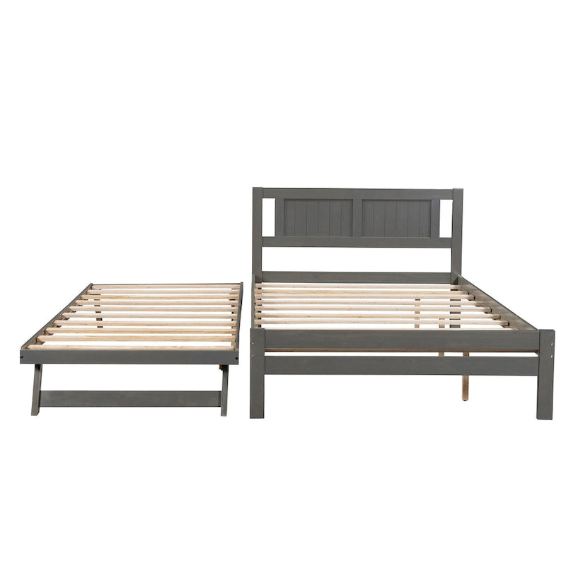 Lit plateforme double avec lit gigogne réglable