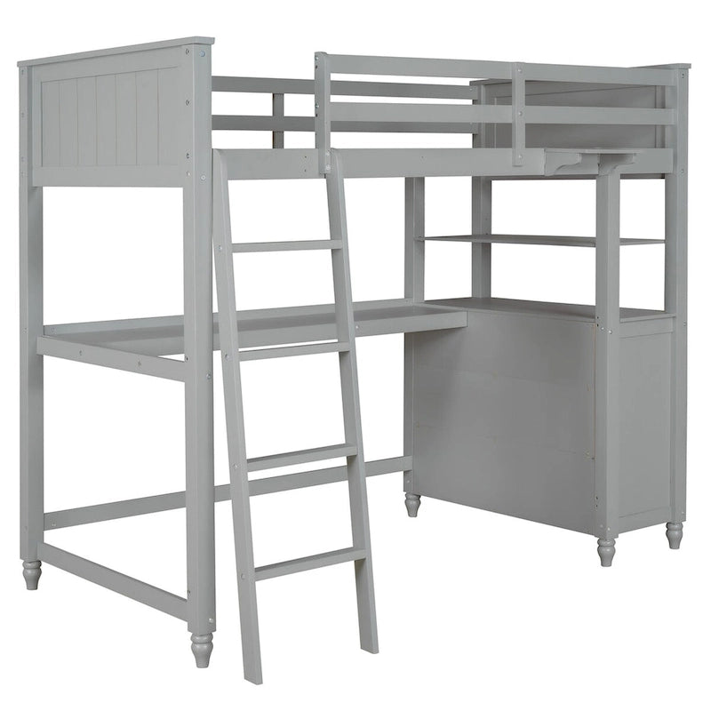 Lit mezzanine simple avec tiroirs et bureau
