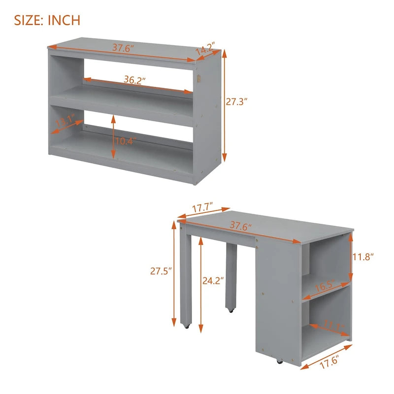 Lit mezzanine en bois massif avec bureau rétractable, escalier de rangement, tiroirs et étagères