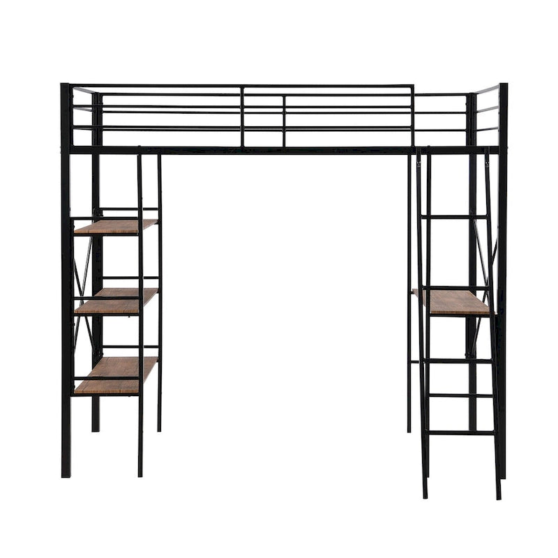 Lit mezzanine en métal pour lits jumeaux