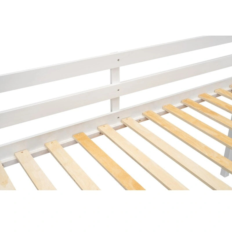 Lit mezzanine bas en bois, taille lit simple avec échelle, l'échelle peut être placée à gauche ou à droite