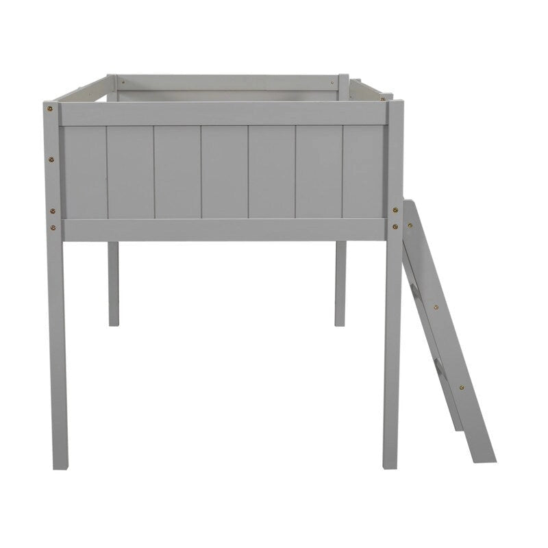 Lit mezzanine bas en bois, taille lit simple avec échelle, l'échelle peut être placée à gauche ou à droite