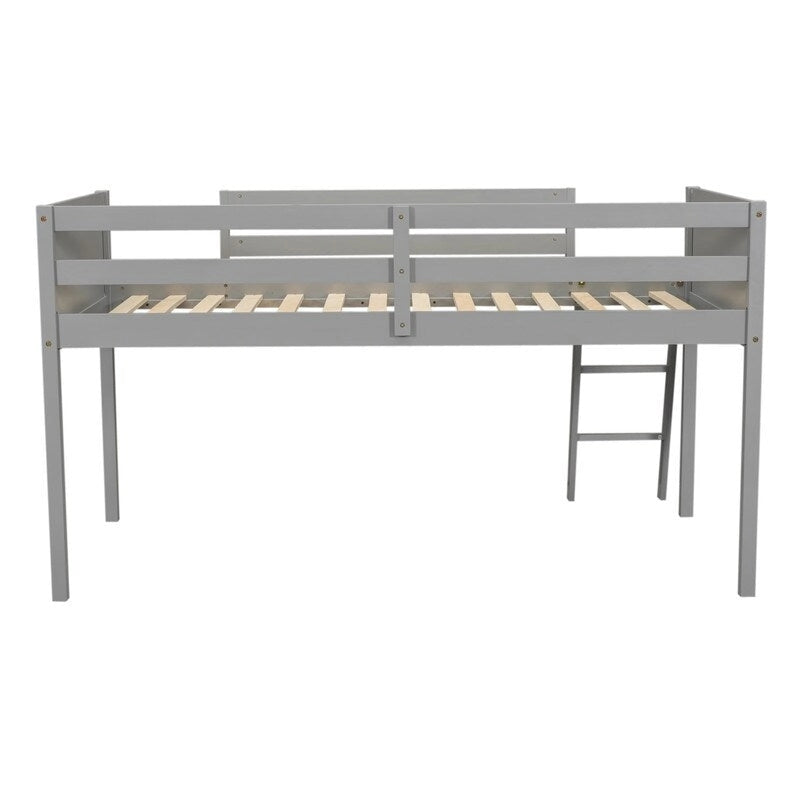 Lit mezzanine bas en bois, taille lit simple avec échelle, l'échelle peut être placée à gauche ou à droite