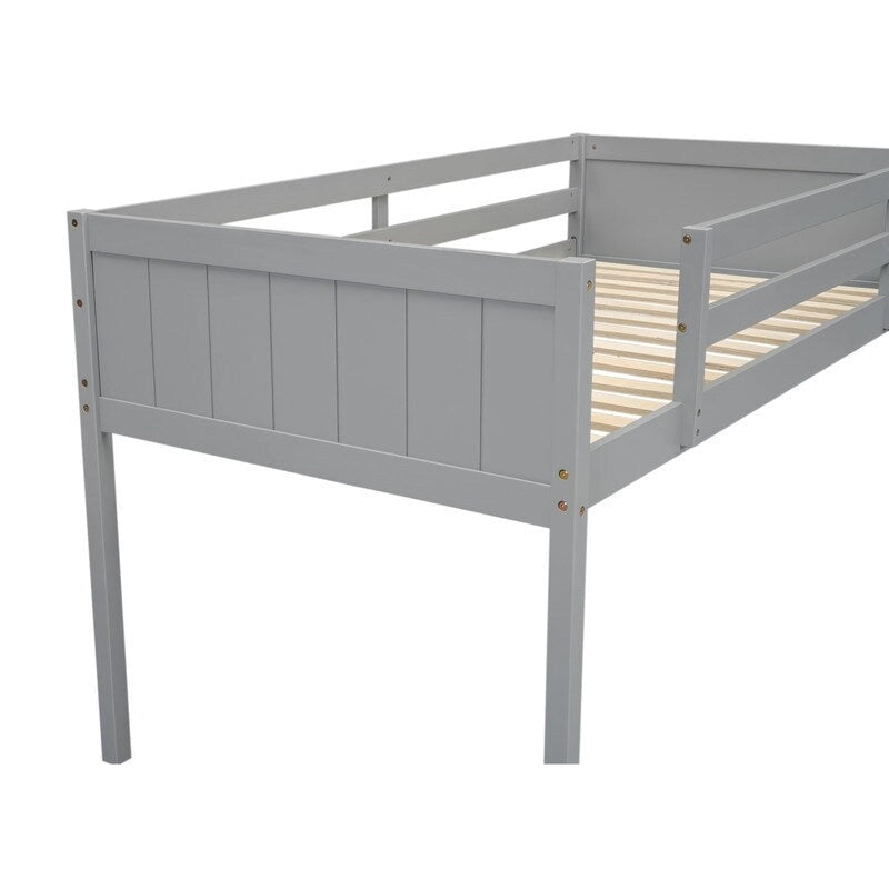 Lit mezzanine bas en bois, taille lit simple avec échelle, l'échelle peut être placée à gauche ou à droite